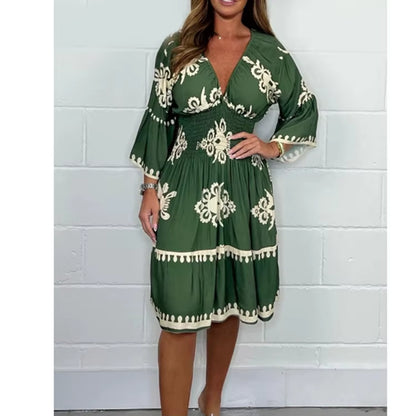 Elegant V-Neck Midi Dress